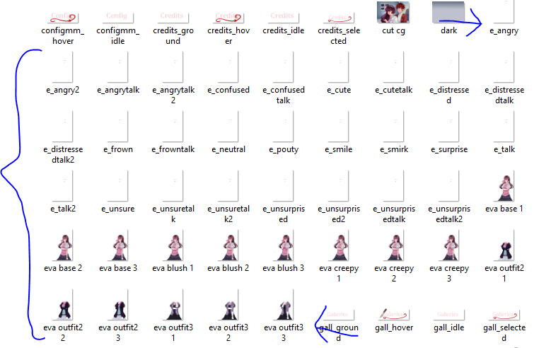 Evalise's zoomed out visual novel sprite image files